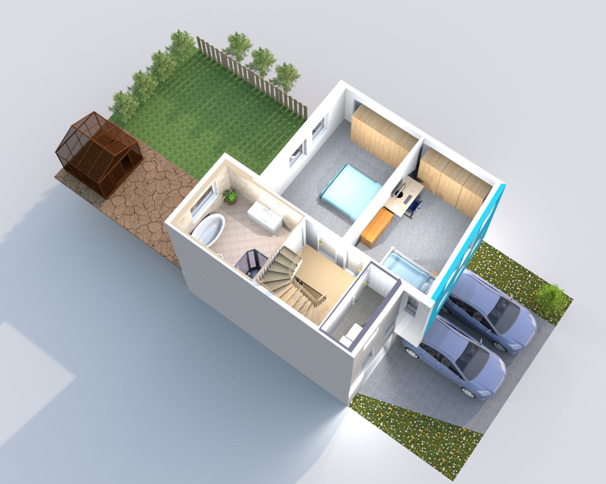 Grundriss 2. Obergeschoss 3D-Modell Grundriss 2. Obergeschoss 3D-Modell